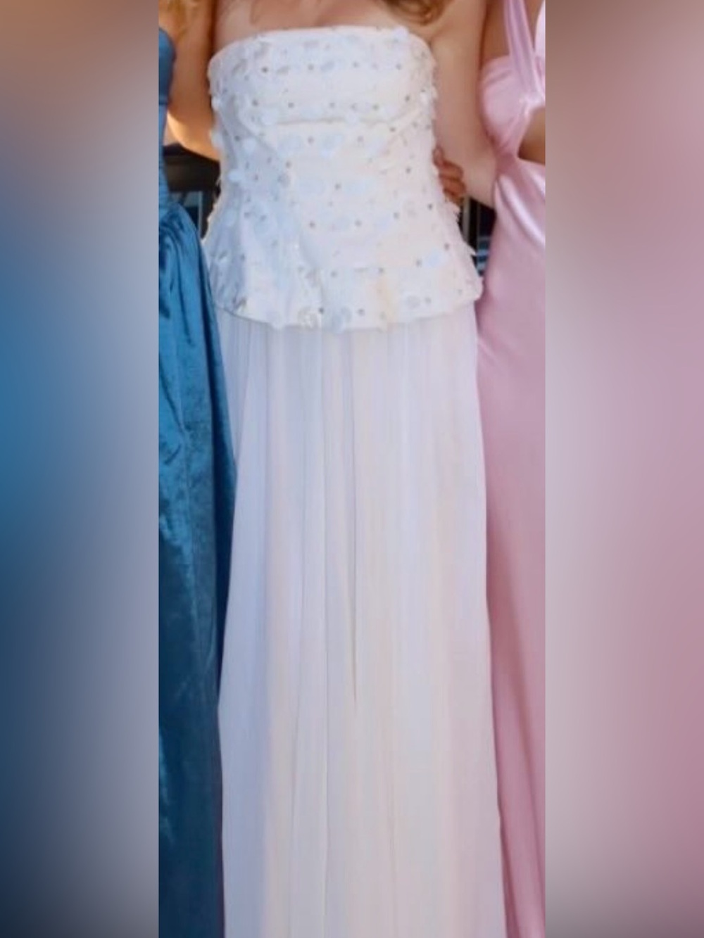 BHLDN Ivory Strapless Peplum Gown with Floral Appliqués from Anthropology - Picture 5 of 5